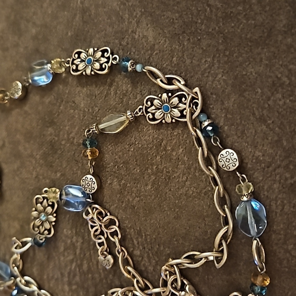 BRIGHTON Long Two-sided Floral Tile Chain Sun Joy Station Necklace - Picture 10 of 10